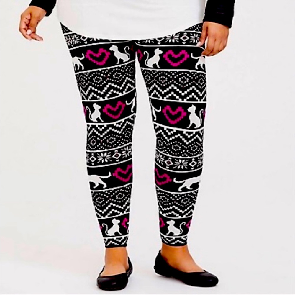 Torrid Cat Fair Isle Print High Waist Sweater Leggins